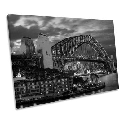 Sydney Harbour Bridge City B&W - Wrapped Canvas Print