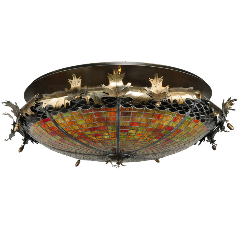 Rustic Lodge Glass Semi Flush Mount