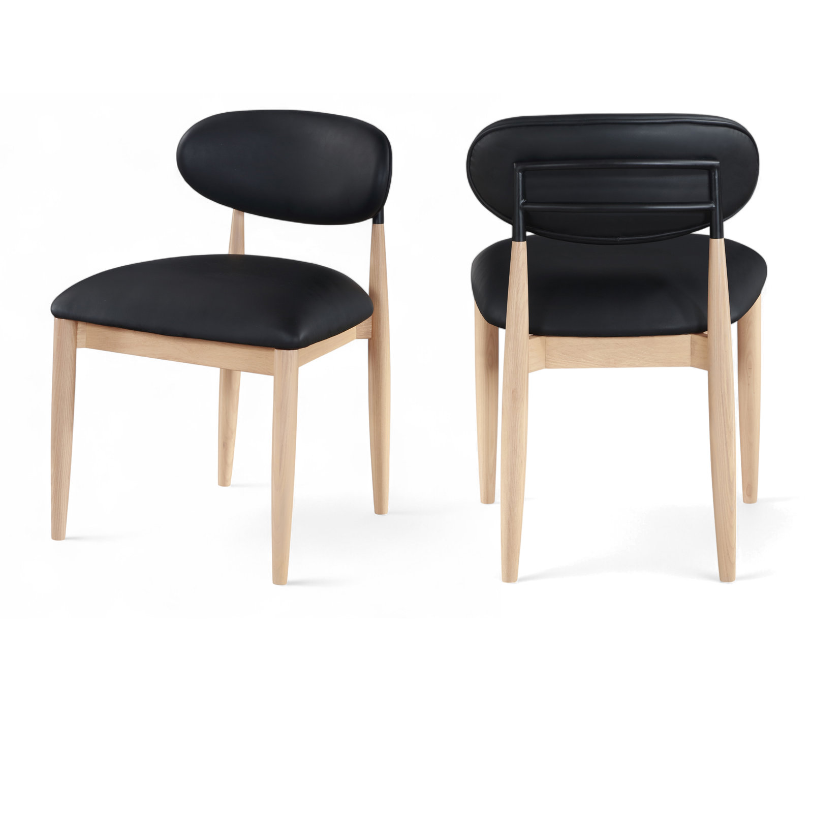 Eligah Performance Upholstered Dining Side Chair, Cream, Stained Natural / Powder Coated Black