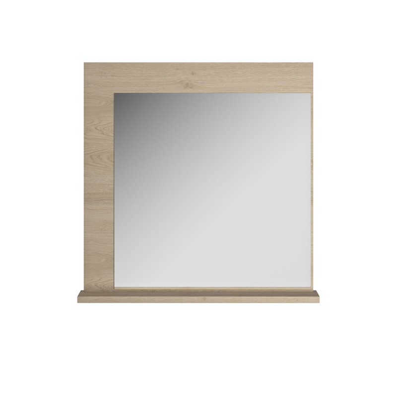 SantaBarbara Flat Mirror with Shelves, Natural chestnut