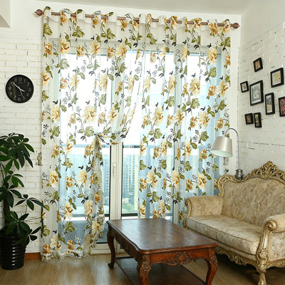 Rideau transparent 100 x 200 cm, rideaux en feuille de broderie pivoine 2 pièces, rideaux de fenêtre semi-diaphanes à motif floral, rideaux en voile décoratifs verticaux pour la décoration intérieure