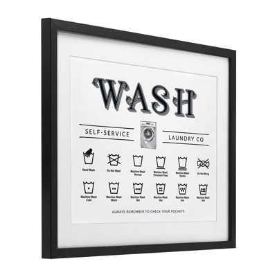 Wash Cycles Instructions Framed Print Under Glass, design by Lettered and Lined