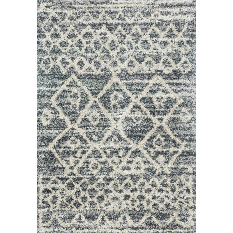 Tapis gris à motif géométrique Hico, Rectangle 5 pi 3 po x 7 pi 6 po