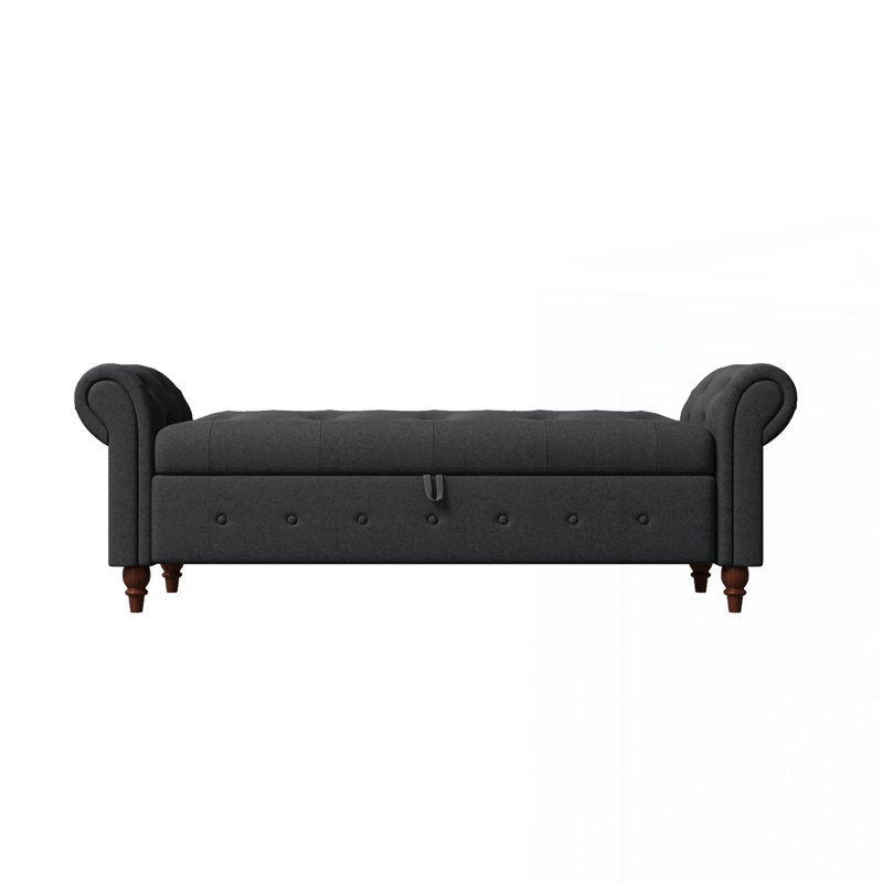 Fabric Bed Bench, Dark Gray