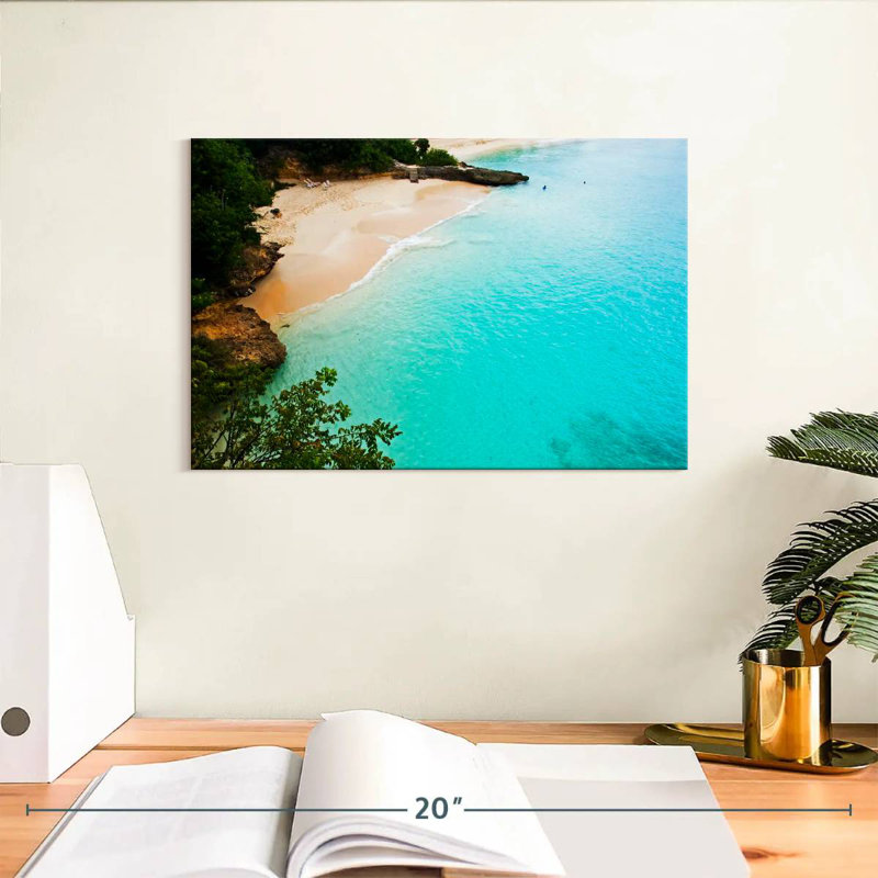 Gillard, plage de sable blanc, Anguilla, H 8 po x l 12 po