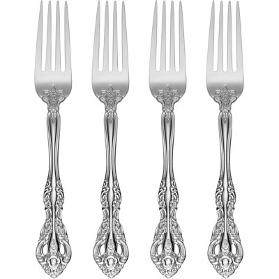  Michelangelo Stainless Steel Flatware Dinner Fork, Set of 4, Silver