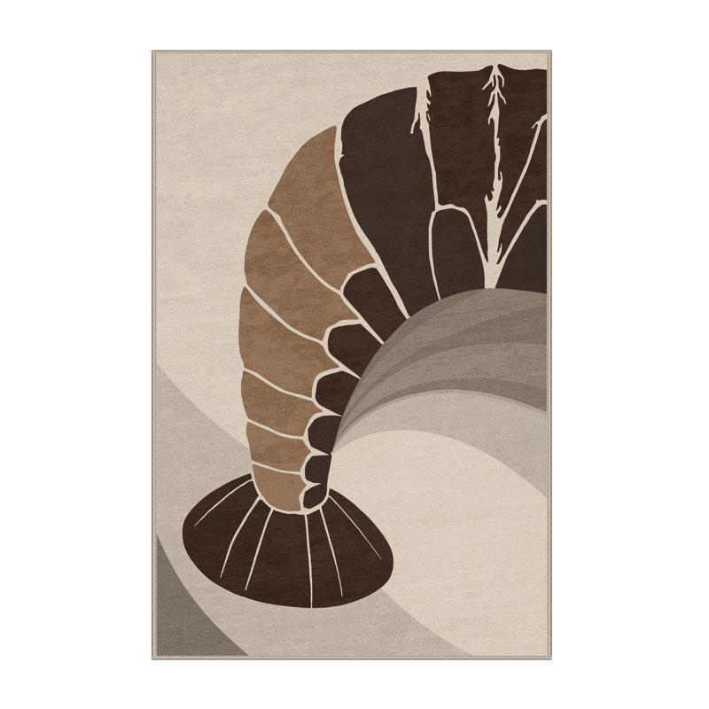 Machine Washable Elkton Lobster Tail Posh & Luxe Rug in Beige – Beige Binding, 2x4