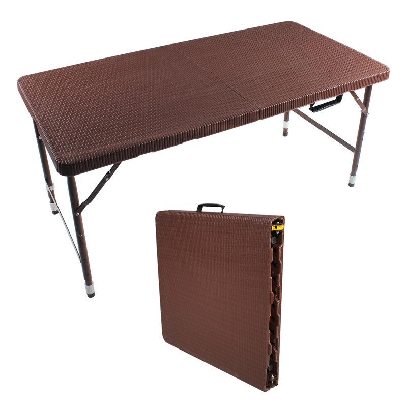 Table pliante en rotin de 4 pi pour l'intérieur et l'extérieur (table seulement), Brun