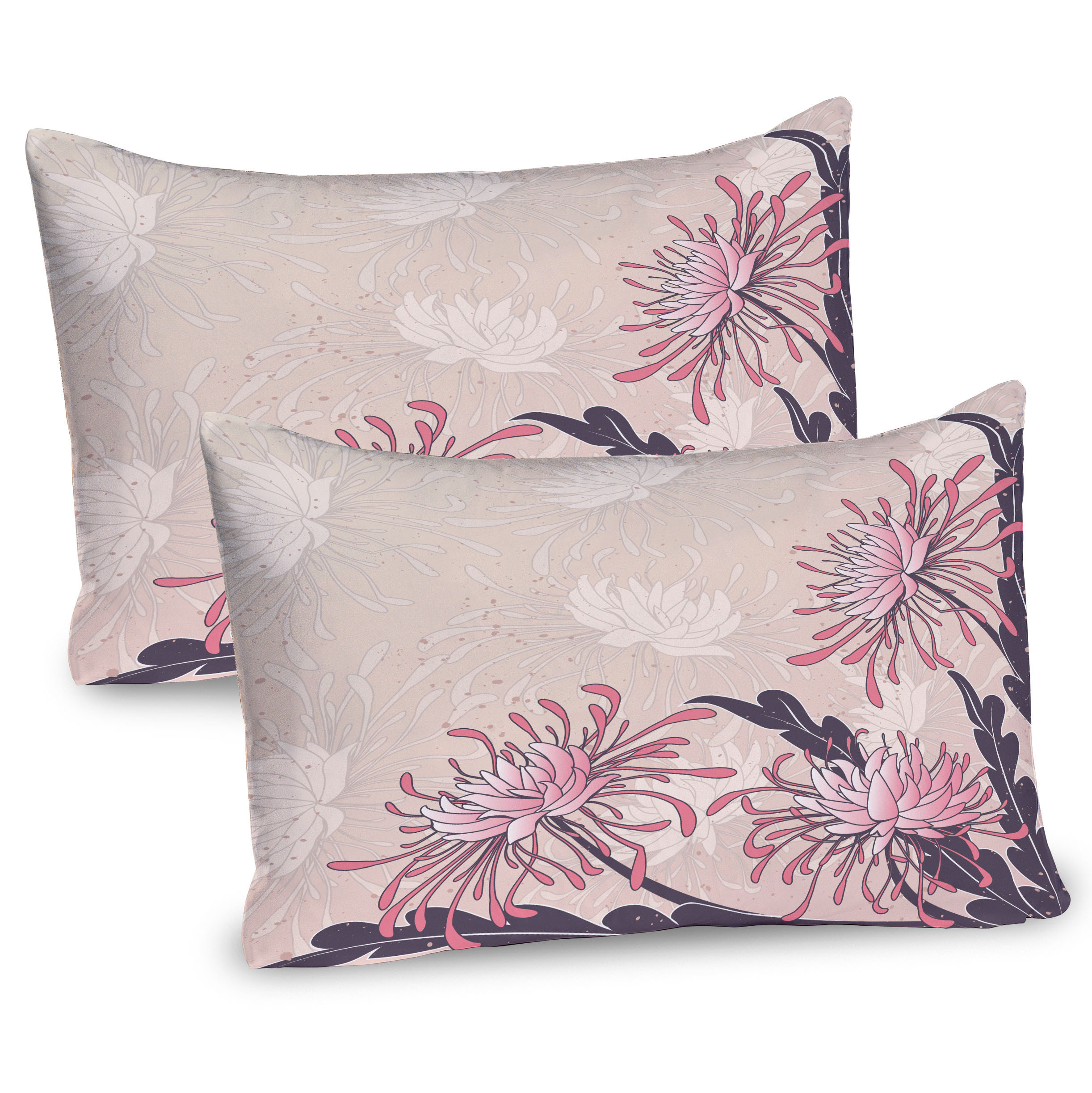 Ambesonne Art Nouveau Pillow Sham Pack Chrysanthemum Bloom Eggplant Pale  Pink Beige Wayfair