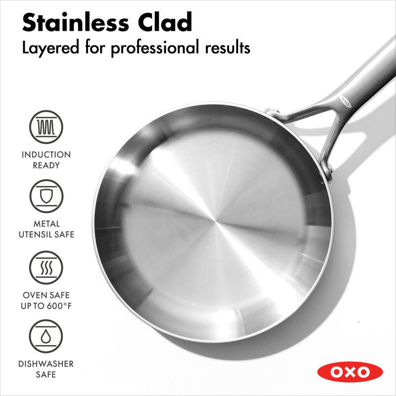 OXO Mira 3-Ply Stainless Steel Frying Pan Set, 8" And 10"