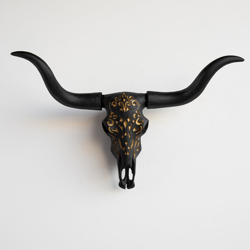 Décoration murale faux tribal Texas Longhorn, Doré / Noir