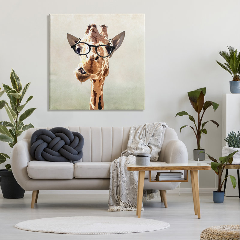«Drôle de mâcher des verres de girafe sur toile» par Karen Smith, impression, H 36 po x l 36 po x P 1,5 po