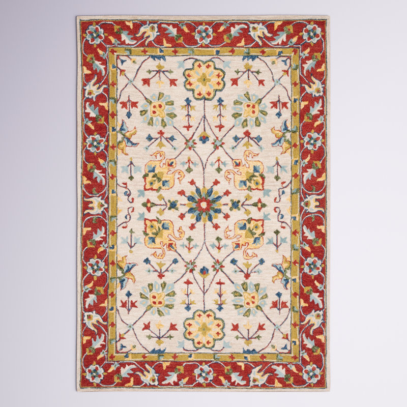 Argonaut Micro-Loop 386 Area Rug In Ivory/Red, Rectangle 8' x 10'