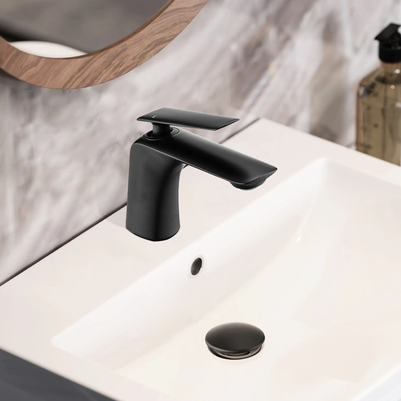 Stylish Matte Black Bathroom Tap, Brass Made Faucet With Pop Up Drain For Sink And Washbasin, Rust Drain, Construction Sink, Easy Installation Within 10 Minutes