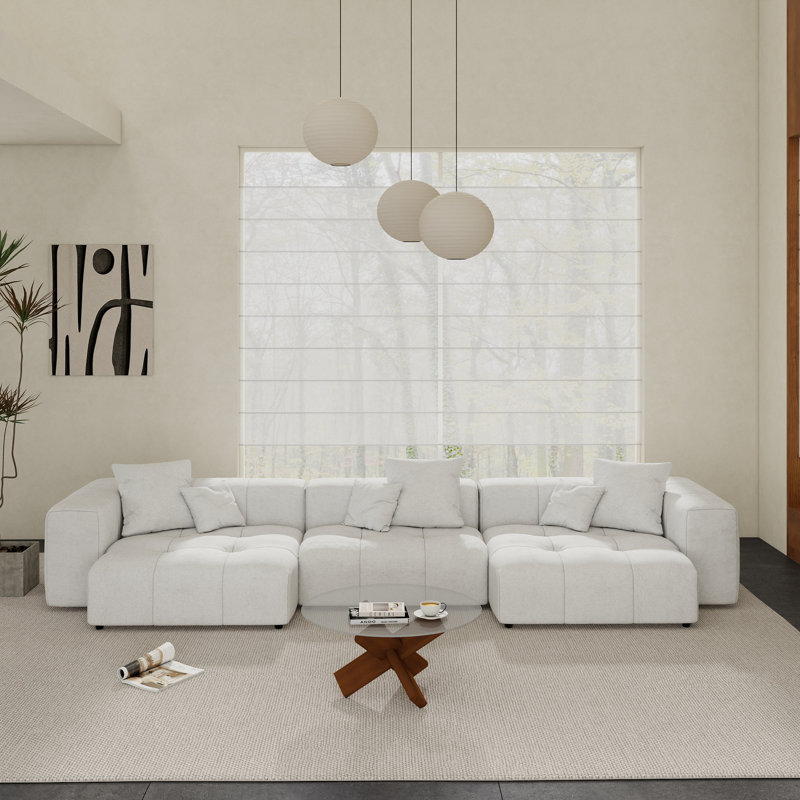 Canapé modulaire en tissu 4 pièces Kay Crumley, Blanc, H 24,8 po x l 144,17 po x P 52,4 po