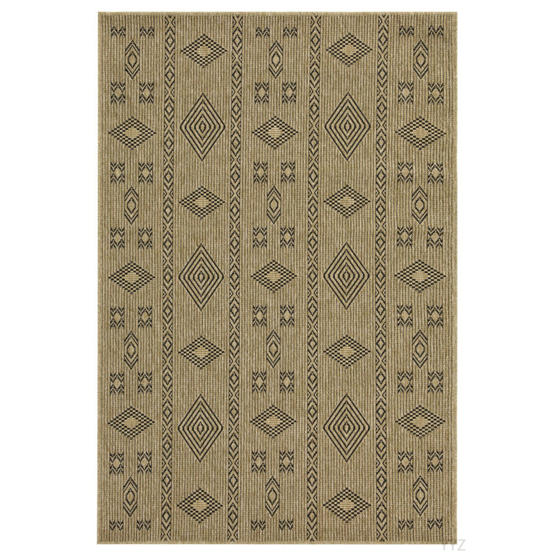 Earth GC_NTL1001 Jute/Black 5 Ft. 3 In. X 7 Ft. 3 In. Indoor/Outdoor Area Rug, Rectangle 5'3" x 7'3"