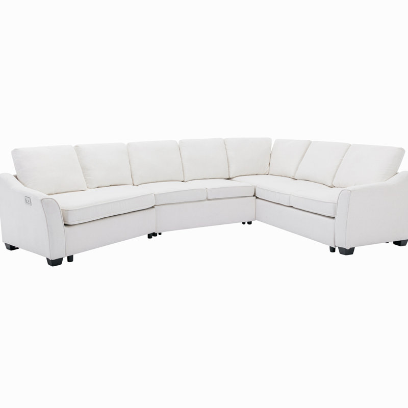 Sectional Sleeper Sofa with Pull-Out Bed Modern L-Shape Couch Bed, Upholstered Sofa