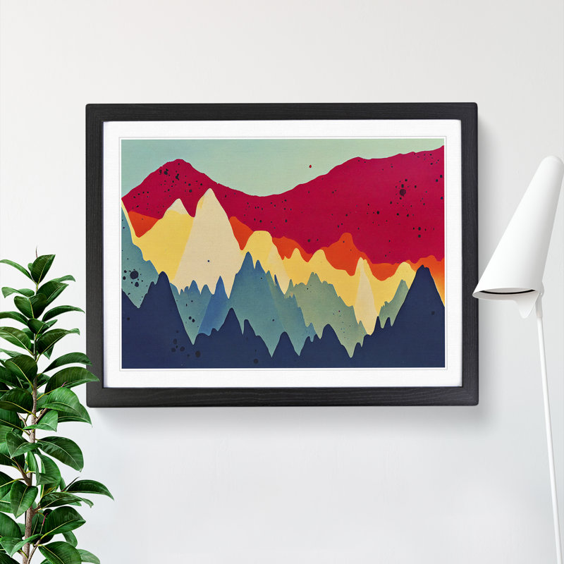 Sweet Mountains Abstract - Single Picture Frame Print, 46cm H x 64cm W x 2cm D, Black