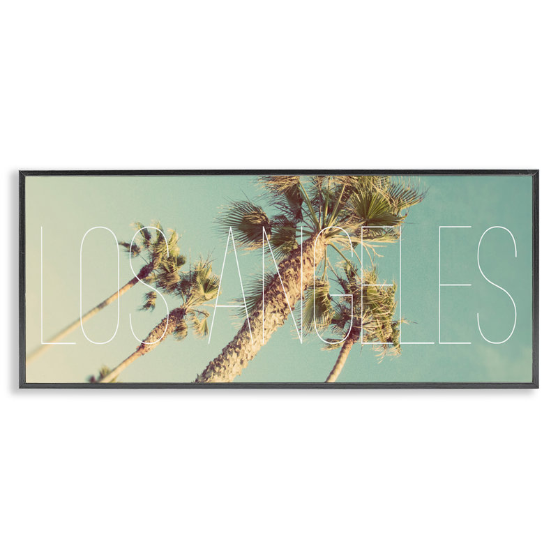 Los Angeles Palms, estampe numérique par Emily Navas, Giclée encadrée noir minuit, H 10 po x l 24 po