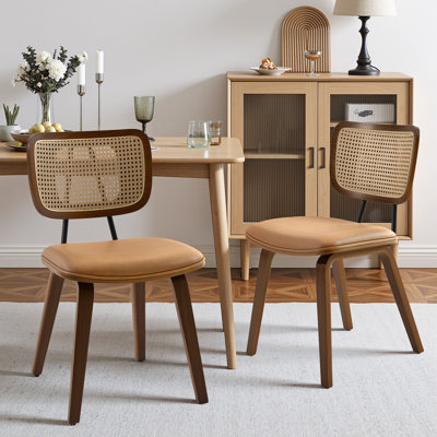 Faux Leather Upholstered Side Chair Dining Chair And Walnut Wood Finish