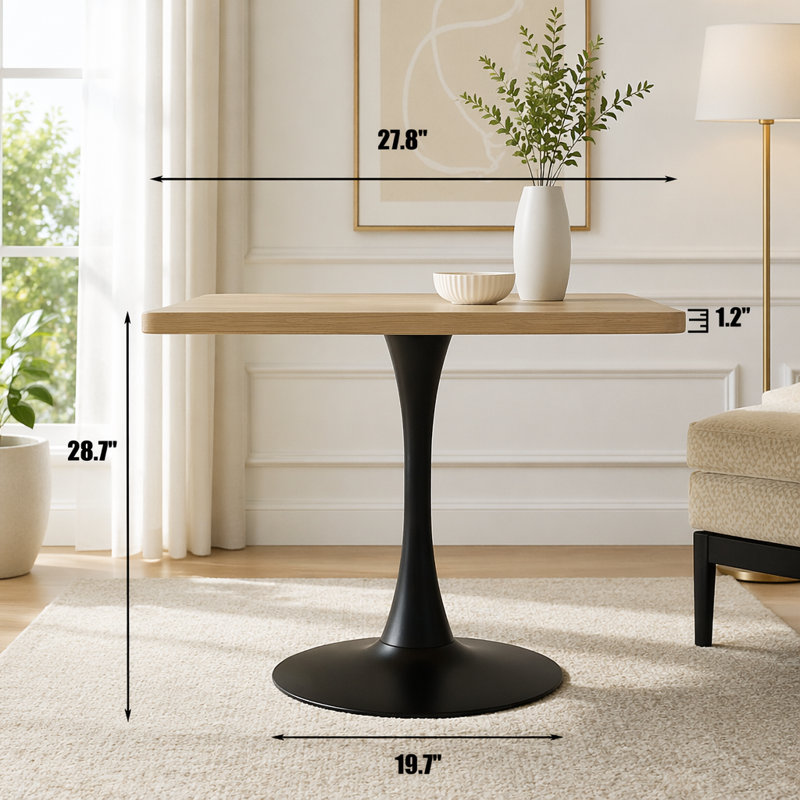 Table de salle à manger carrée Tulip, H 28,7 po x l 27,8 po, Naturel