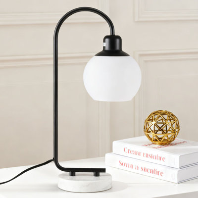 20“ Spherical Glass Lampshade and Marble Table Lamp , Bulb Included