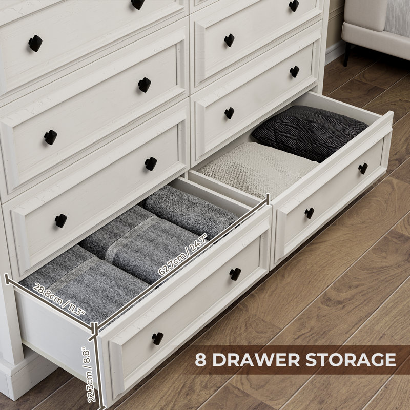 Commode 8 tiroirs Farmhouse, 8 Drawers-Antique  White