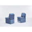 Ensemble de 2 chaises de salle à manger rembourrées en lin bleu avec roulettes et rangement