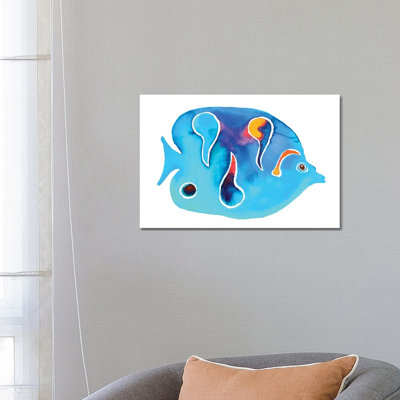 Tropical Fish Blues Spots 1 Piece Wrapped Canvas Wall Art