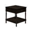 Table d'appoint de 25 pouces de hauteur avec placage brun et rangement pour le salon, finition en noyer, rangement à 2 niveaux, chambre à coucher convenable