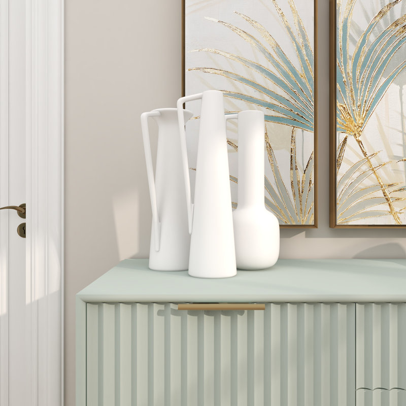 Vase en céramique Cosmoliving By Cosmopolitan, Blanc, H 17 po x l 18 po x P 6 po