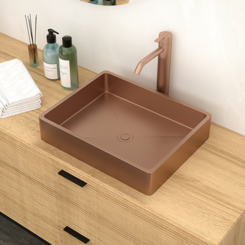 Lavabo de salle de bain rose doré 19 po x 15 po - Maintient la propreté avec une finition spéciale pour améliorer la fonction et le style