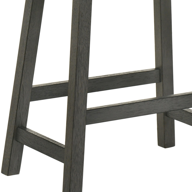 Ensemble de 2 tabourets de comptoir rustiques, tabourets de bar de ferme en bois sans dossier de 25 pouces avec siège en similicuir, finition patinée, conception peu encombrante
