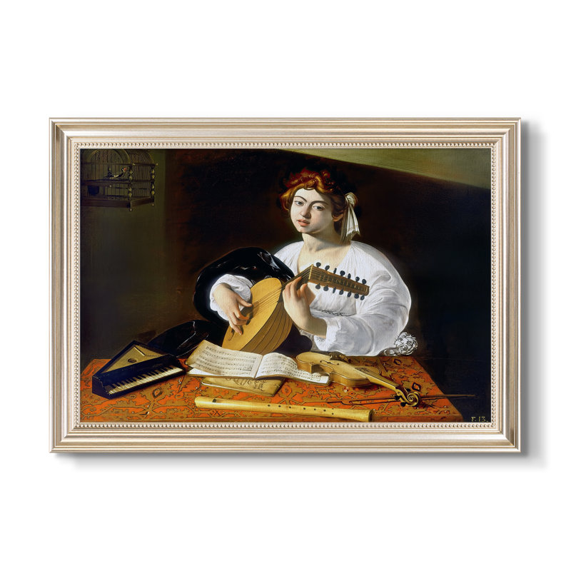 Le joueur de luth (version Wildenstein), v. 1596-Caravage - Toile avec cadre sur mesure, 16 po x 22 po, Toile avec cadre