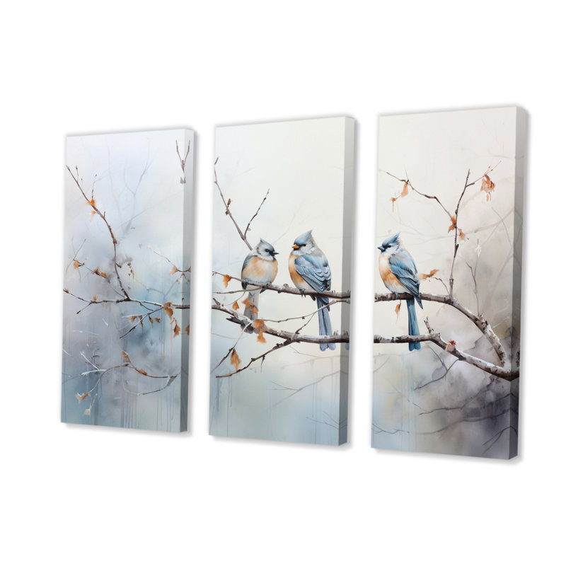 «Birds On The Brink II» sur toile, reproduction de 3 pièces, H 28 po x l 36 po x P 1 po