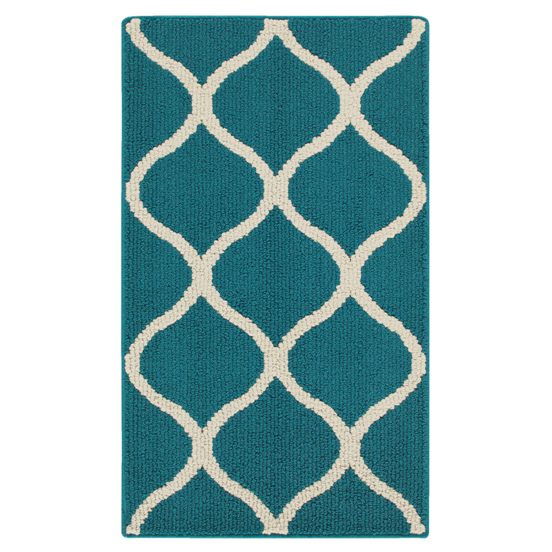 Tapis bleu poils longs Hershman, Rectangle 1 pi 8 po x 2 pi 10 po