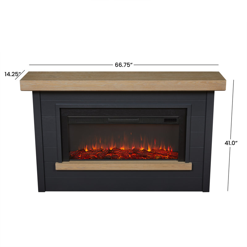 Bernice 65" Landscape Electric Fireplace by Real Flame, Charcoal/Oak
