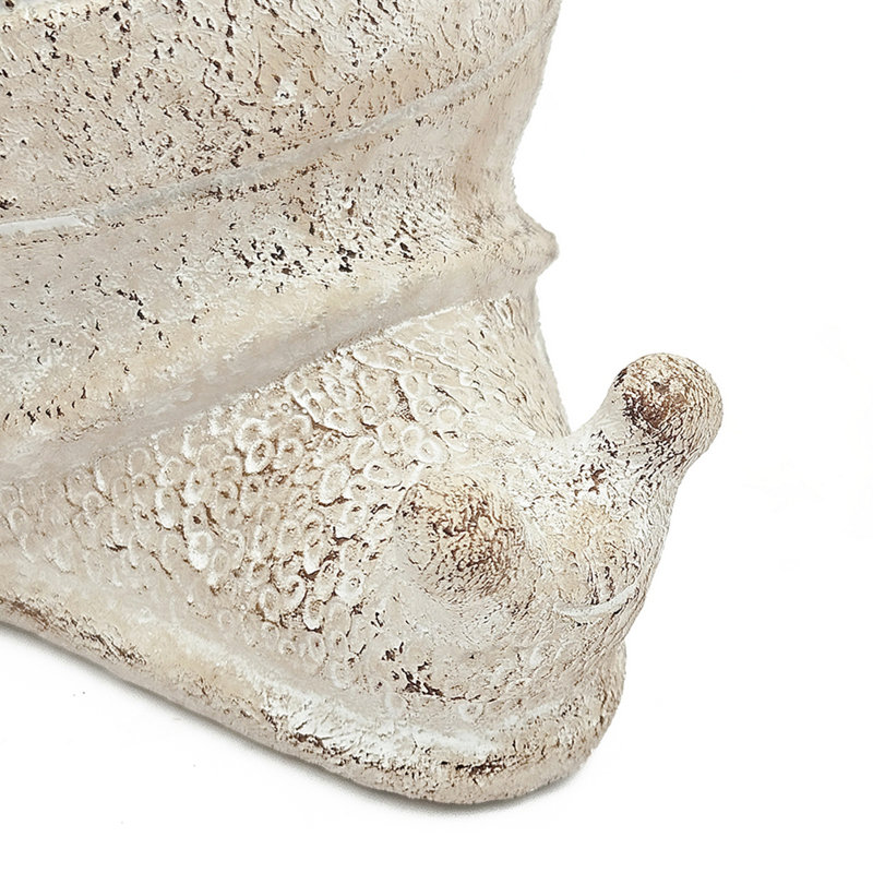 8.3X7x4.7" Decorative Sand And Cement Snail Planter With Textured Beige Finish
