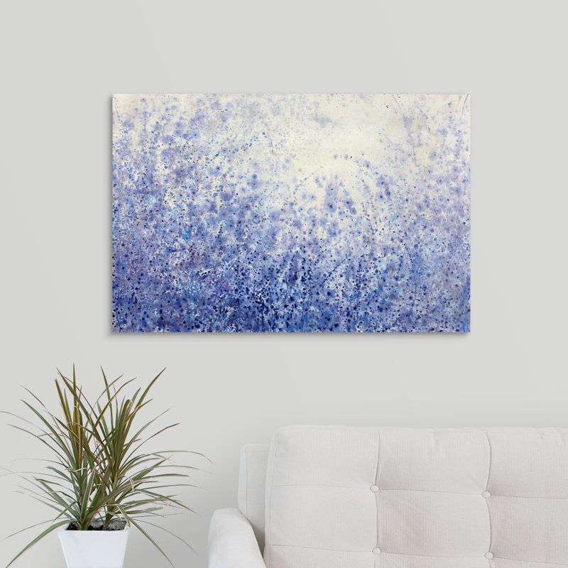 « blue jardin escape », peinture sur toile, H 20 po x l 30 po x P 1,25 po, Toile tendue