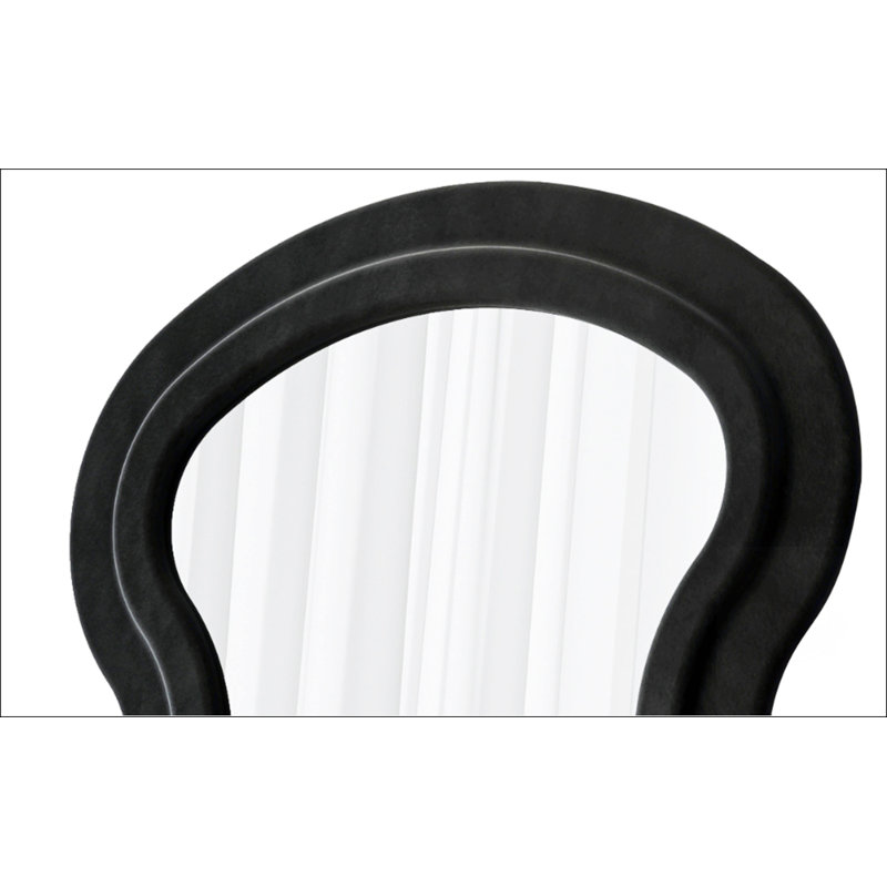 Miroir pleine grandeur ondulé en flanelle avec support pour chambre à coucher et salon, Noir