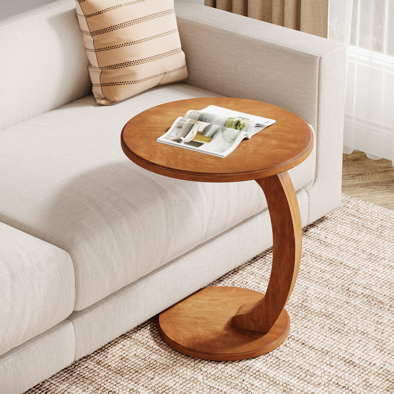 Table d'appoint en forme de C pour canapé, table de bout ronde moderne, petite table à plateau pour salon, chambre à coucher