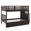Lit superposé double sur lit double pour chambre à coucher, avec tiroir, espace de rangement et garde-corps sur escalier-1407840341