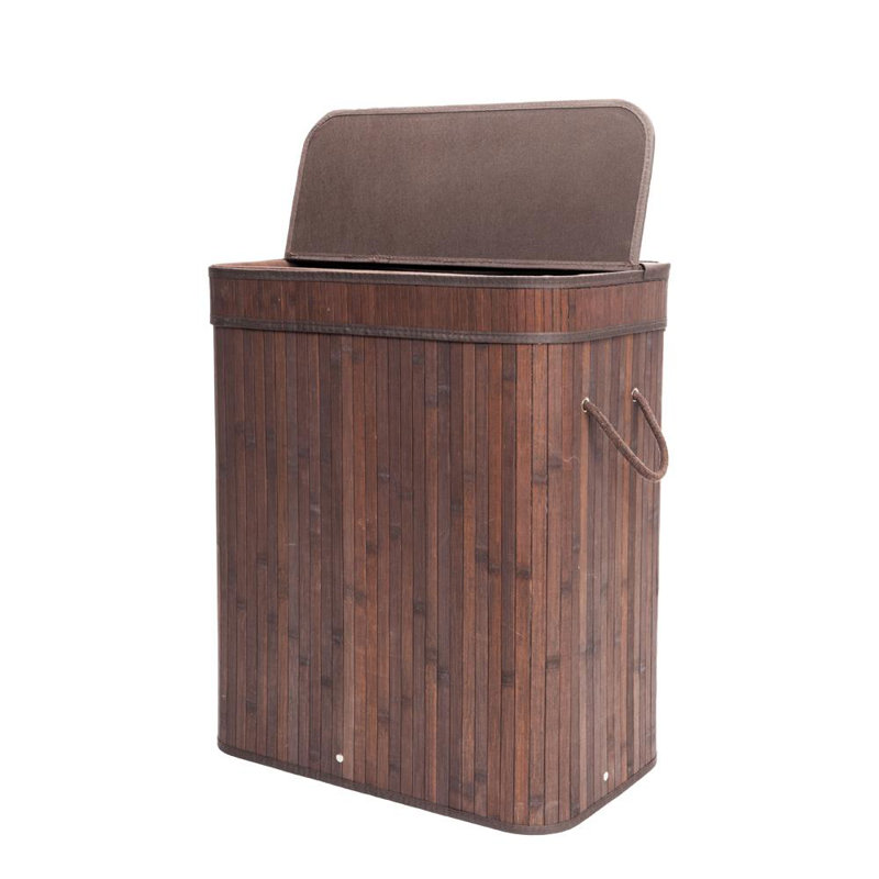 Bamboo Laundry Hamper with Handles, Brown