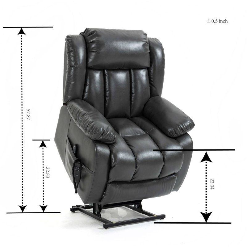 Dual Motor Infinite Position Up To 350 LBS Electric Medium Size Leatheraire Grey Power Lift Recliner Chair With 8-Point Vibration Massage And Lumbar Heating