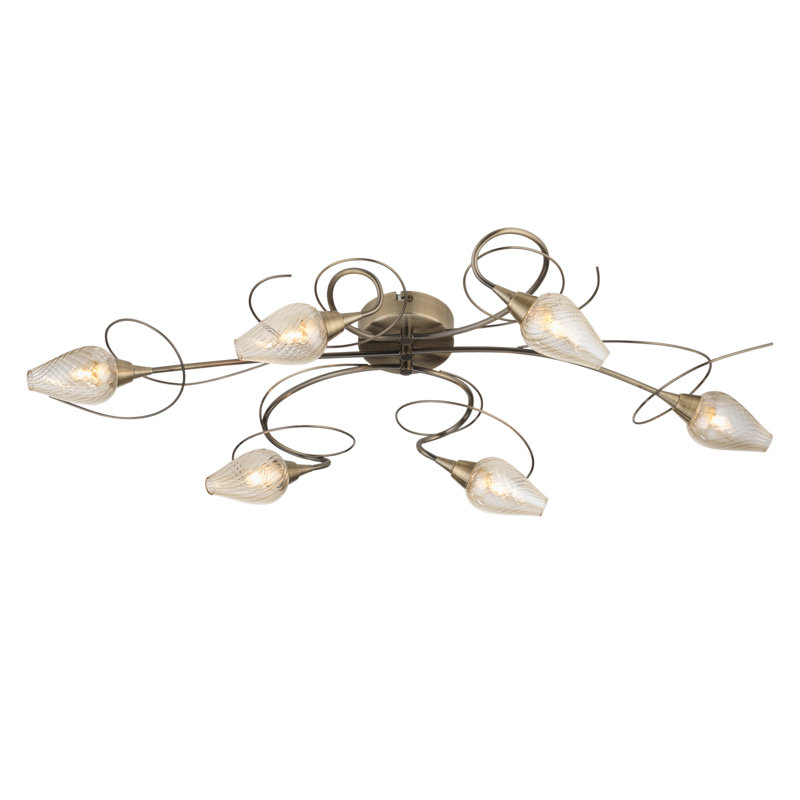 Kerby Glass Semi Flush Mount, Antique Silver