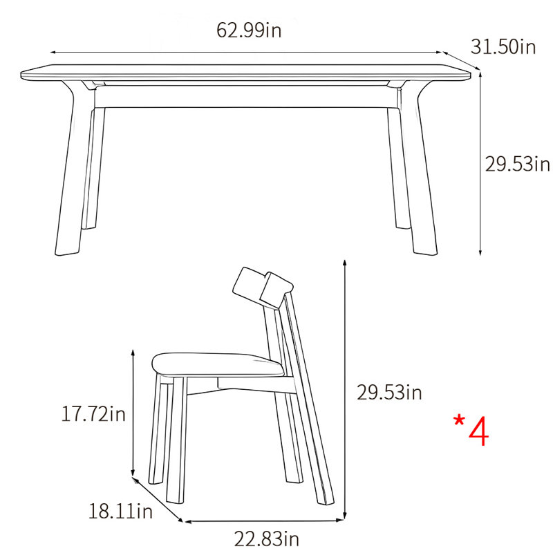 Ensembles de table de salle à manger rectangulaires légers de style luxueux, H 29,53 po x L 62,99 po x l 31,5 po