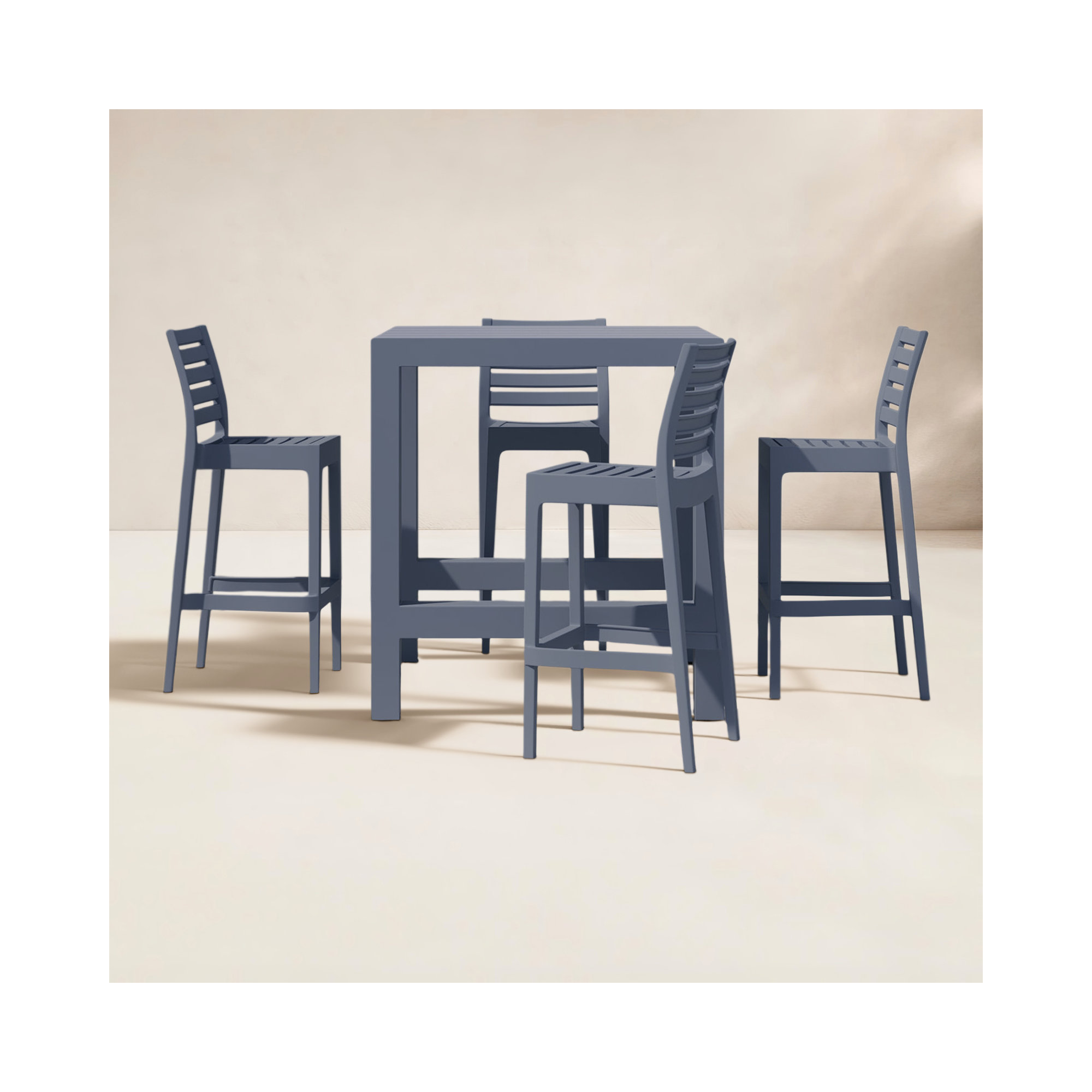 Farrah Square 4 - Person 39" Long Bar Height Dining Set, Dark Gray