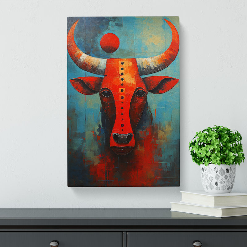 Taurus Zodiac Expressionism - Wrapped Canvas Print, 50cm H x 35cm W x 3cm D