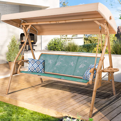 3 Person Patio Outdoor Swing With Adjustable Canopy