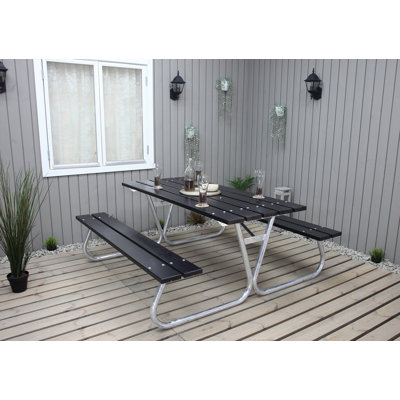 Berdeja Rectangular Solid Wood Metal Outdoor Dining Table 444.5 cm D